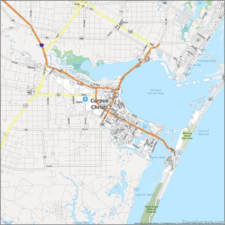 corpus christi travel guide for tourist map of corpus christi 3