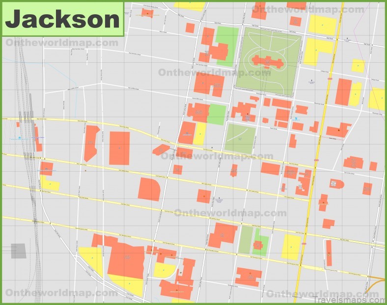 jackson travel guide for tourist street map and key sites 2