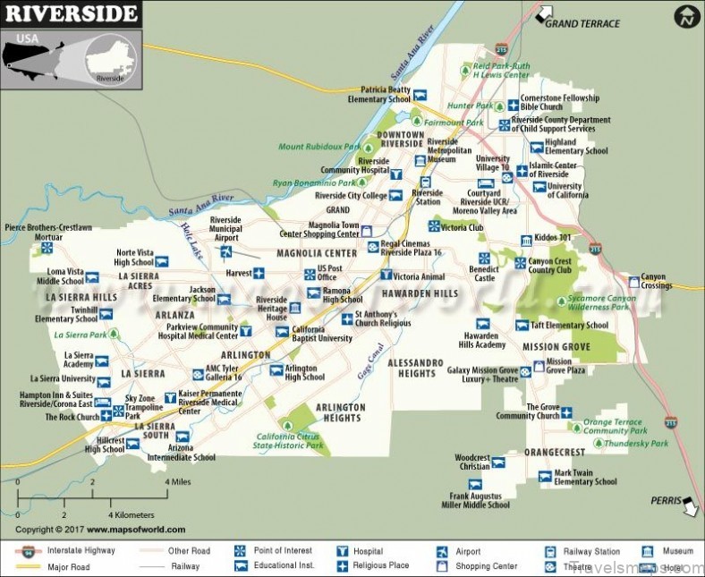 map of riverside a guide for tourists