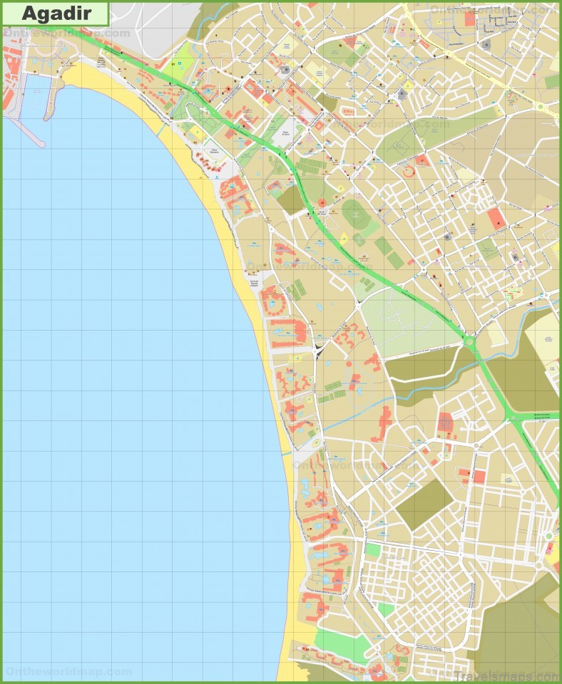 map of tourist attractions in agadir morocco