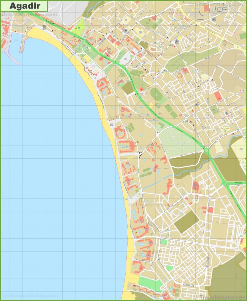 map of tourist attractions in agadir morocco