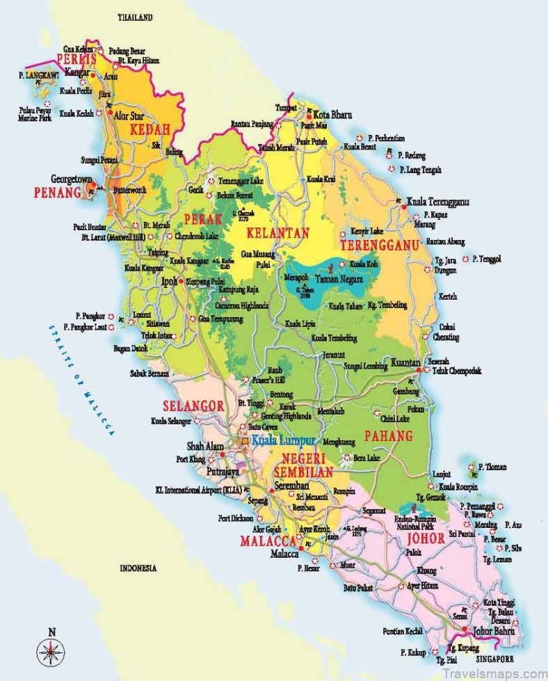 malaysia tourist map maps of malaysia and its cities 3