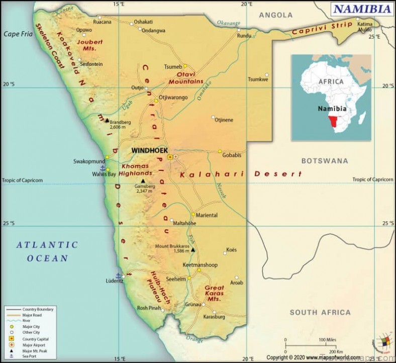 namibia travel guide a detailed map of namibia 2