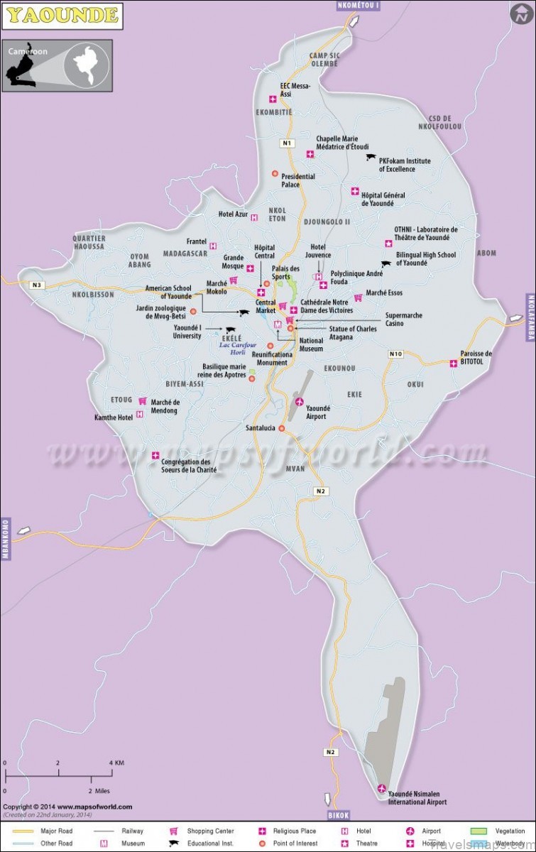 yaounde travel guide for tourist map of yaounde 1