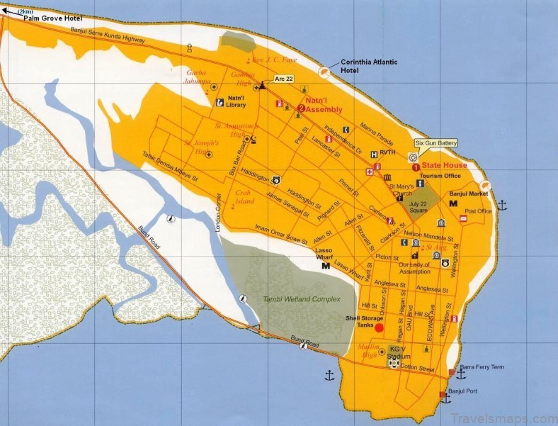 the banjul travel guide for tourist location map 2
