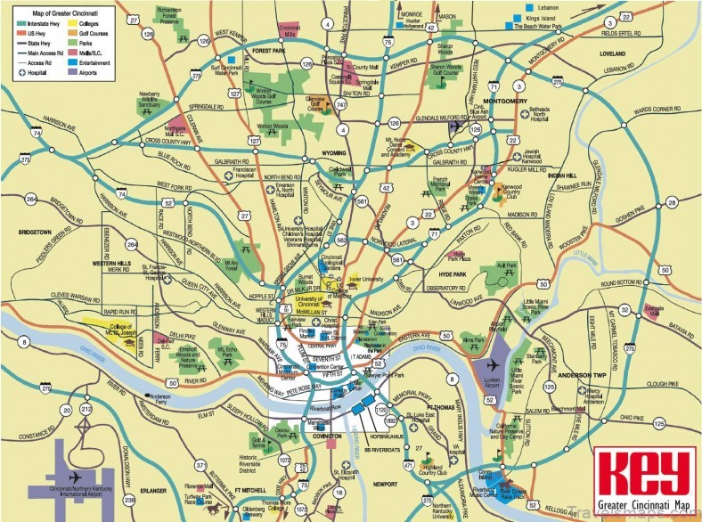 cincinnati travel guide for tourist map of cincinnati 1