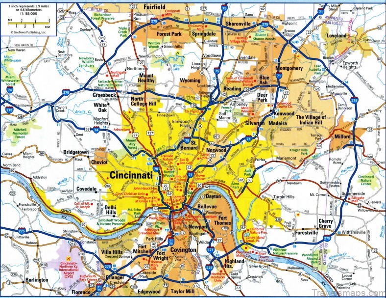 cincinnati travel guide for tourist map of cincinnati