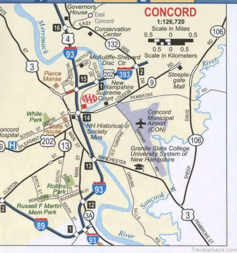 concord travel guide for tourist map of concord