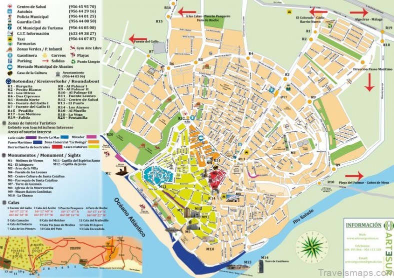 map of conil de la frontera a guide for tourist restaurants and hotels 1
