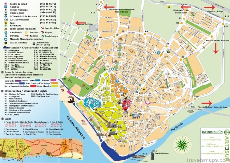 map of conil de la frontera a guide for tourist restaurants and hotels 1