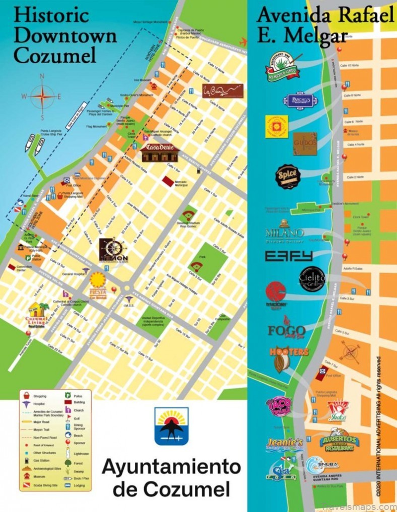 cozumel travel guide for tourist map of cozumel 1