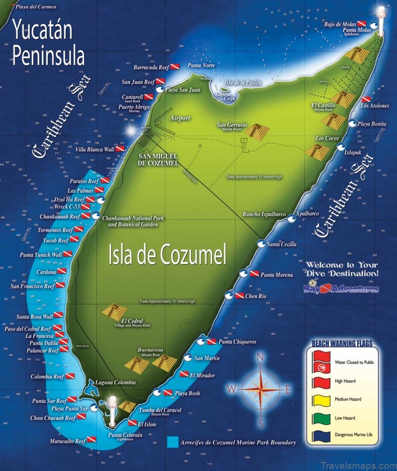 cozumel travel guide for tourist map of cozumel 2