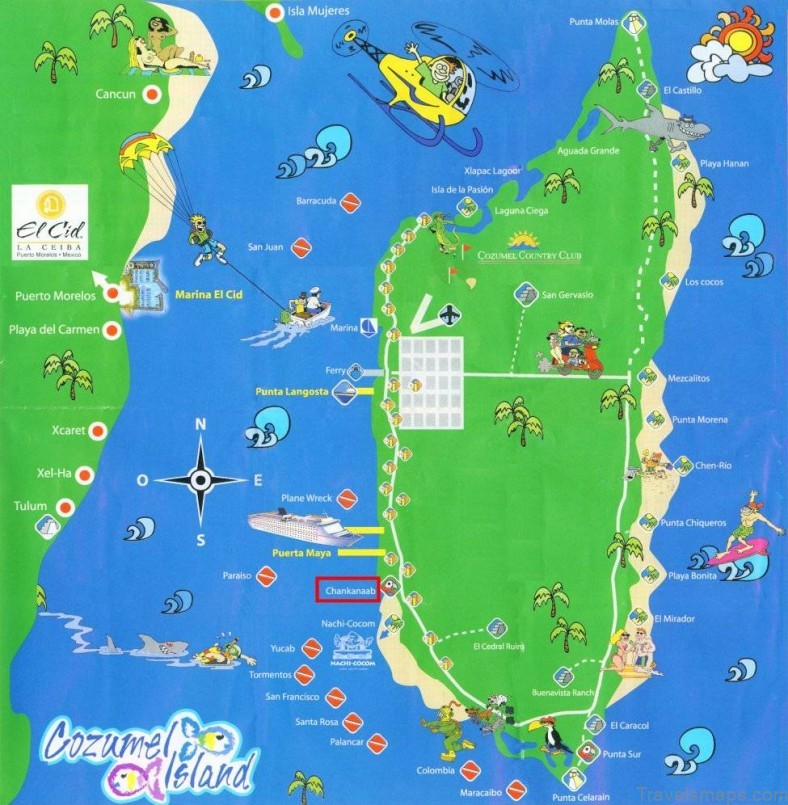 cozumel travel guide for tourist map of cozumel 3