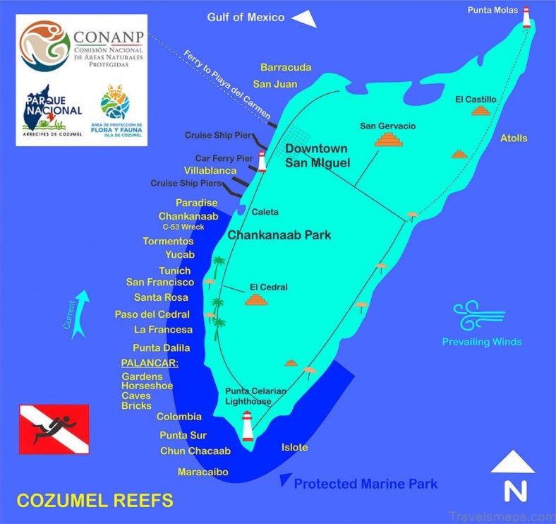 cozumel travel guide for tourist map of cozumel