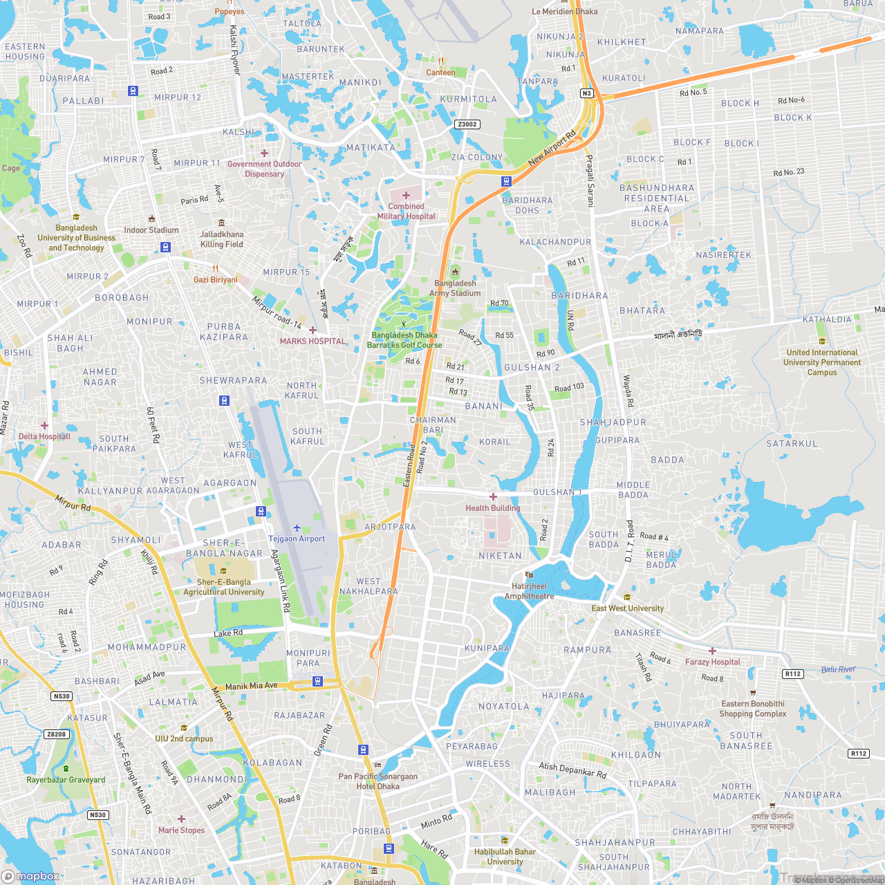 Dhaka Bangladesh Streets Map