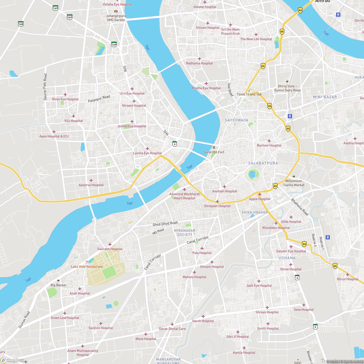 Surat Restaurants Map