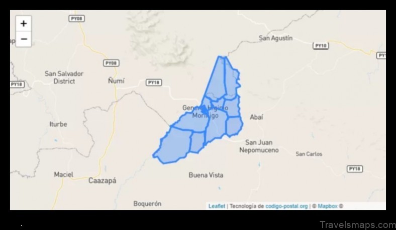 Map of General Higinio Morínigo Paraguay