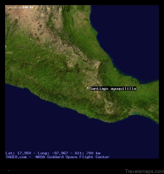 Map of Santiago Ayuquililla Mexico