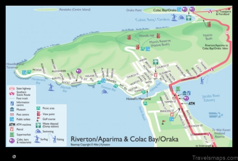 Map of Riverton New Zealand