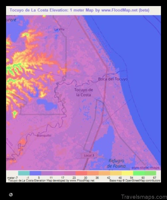 Map of Tocuyo de La Costa Venezuela, Bolivarian Rep. of