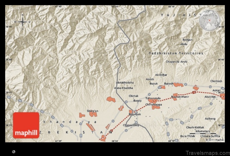 Map of Tursunzoda Tajikistan