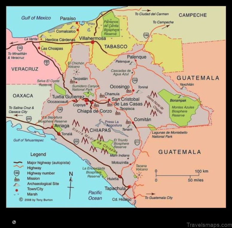 Map of Tzajalá Mexico