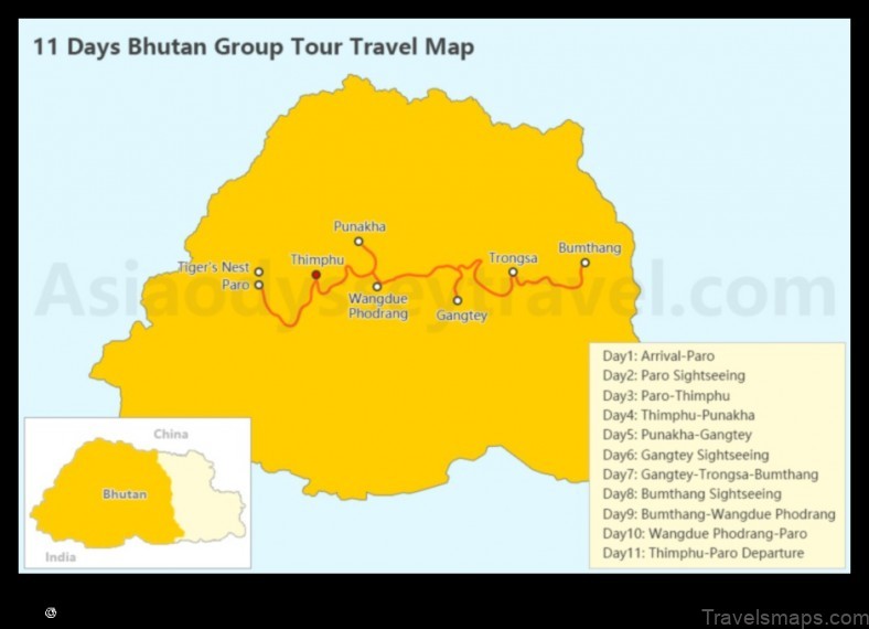 Map of Paro Bhutan