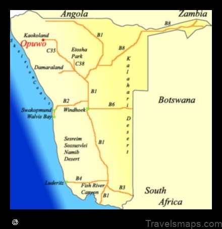 Map of Opuwo Namibia